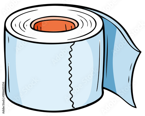 Toilet tissue roll illustration. Hygiene and sanitation concept, cartoon-style vector graphic.