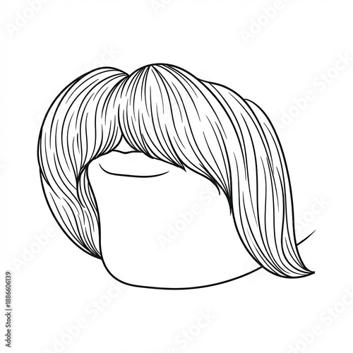 Side profile of Walrus mustache. Thick bushy vector illustration.