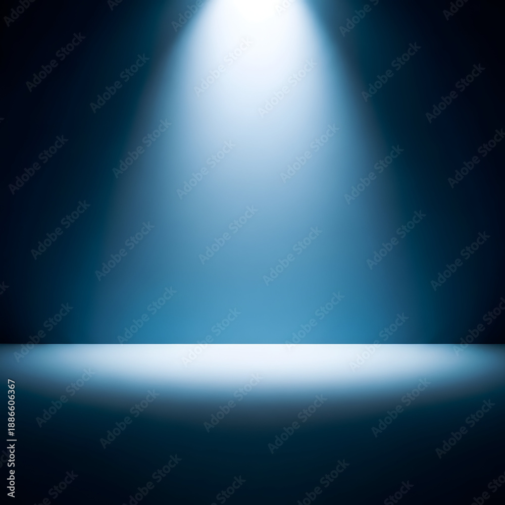 Naklejka premium Spotlight on empty stage with dark background illuminated by single beam of light