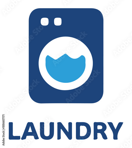 Flat design washing machine icon for laundry business