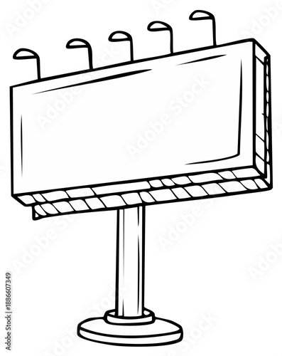 Outline Illustration of a Blank Outdoor Advertising Billboard for Custom Messages and Creative Branding