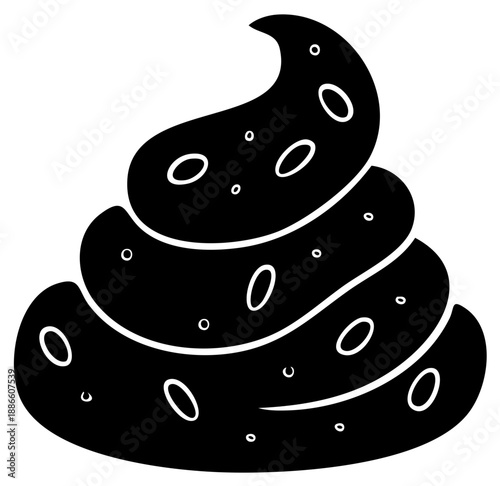 Cartoon poop illustration, black and white design