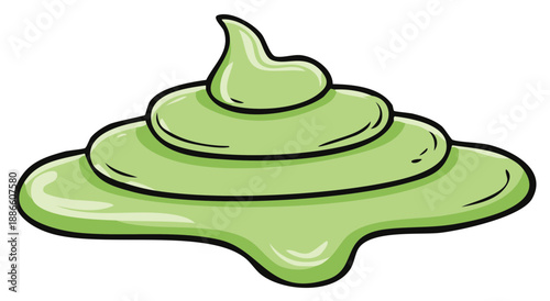 Green Cream Swirl Blob Abstract Shape