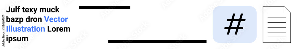 Fototapeta premium Text block with blue link, metadata tag icon, and document silhouette promoting digital interaction. Ideal for messaging, social media, online content, communication tips, blogging, hashtags concept