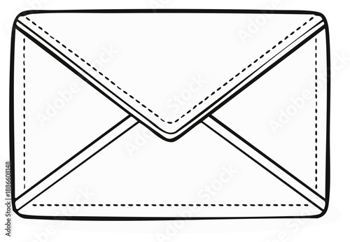Drawn envelope design element for sending mail or correspondence icon in vector format