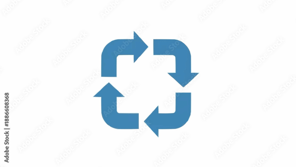 Fototapeta premium Blue recycling symbol with arrows.