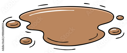 Spilled Liquid Stain, Accident, Cartoon Style, Mud, Drink, Oil, Mess, Splashes