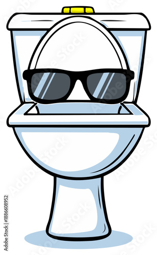 Cartoon Toilet with Sunglasses