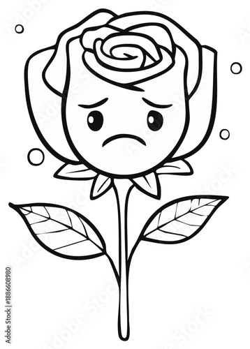 Cartoon Sad Rose Flower Character Illustration