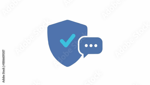 Blue shield with check mark icon.