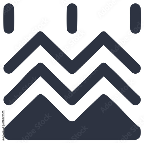 Abstract geometric mountain landscape with rain drops modern minimalist icon symbol