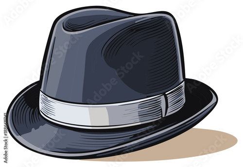 Classic fedora hat illustration, stylish accessory, vintage headwear, fashion item