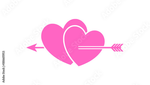 Romantic pink heart pierced by an arrow, representing love at first sight, passion, and Valentine’s Day symbolism.