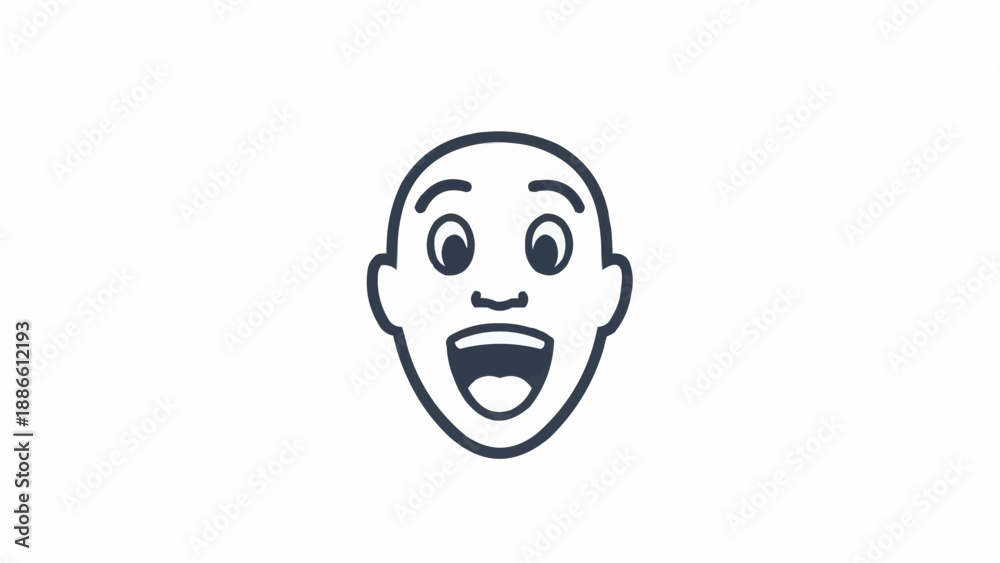 Fototapeta premium Surprised cartoon face with open mouth.