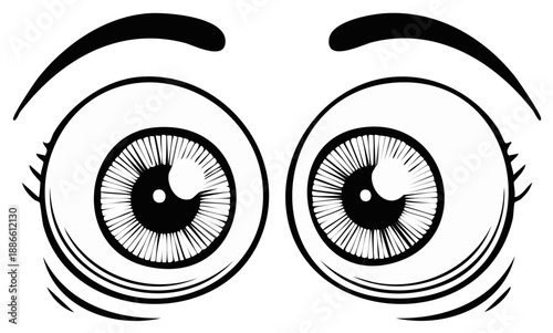 Cartoon eyes wide with surprise and shock expressing astonishment and disbelief