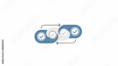 Checkmarks in workflow process flow.