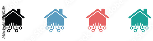 Smart home technology icon set representing connected living and digital automation systems