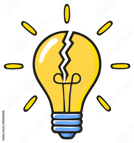 Stylized Damaged Lightbulb Illustration Displaying Failure Idea Concept
