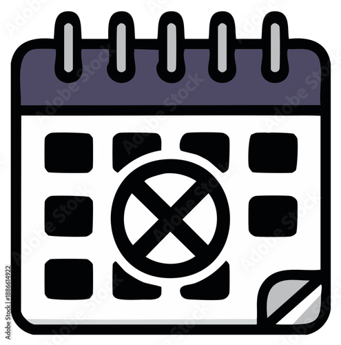 Calendar icon with a crossed out date representing cancellation or an unavailable day