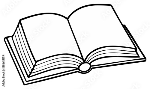 Open Blank Book Outline Illustration Knowledge Learning Education Concept Graphic