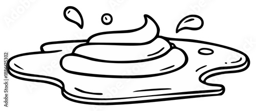 Cartoon Style Dropping Pile of Poop with Splashes