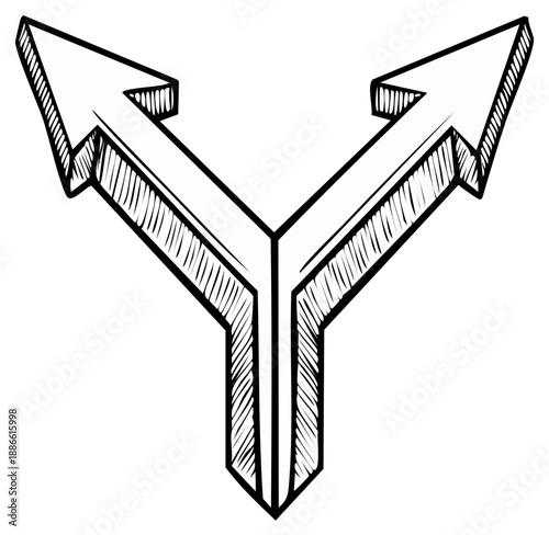 Diverging Arrows Symbol Illustrating Choice, Decision, and Direction