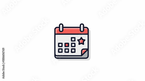 Calendar Icon With Red Star.