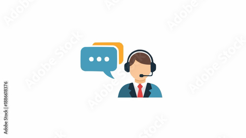 Customer service representative with headset.