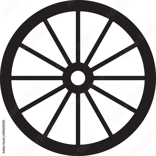 Wagon wheel silhouette, wagon wheel silhouette vector icon, wooden wagon wheel icon, wagon wheel silhouette vector illustration