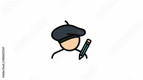 Cartoon character drawing with pencil.