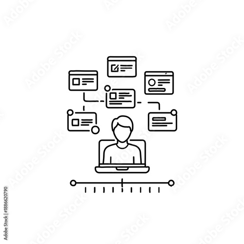 outline icon representing a freelancer managing multiple projects