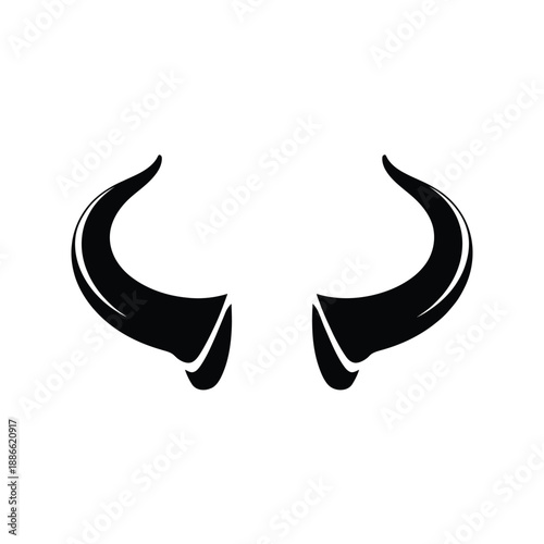 Elegant black horns silhouette a minimalist and striking graphic design element
