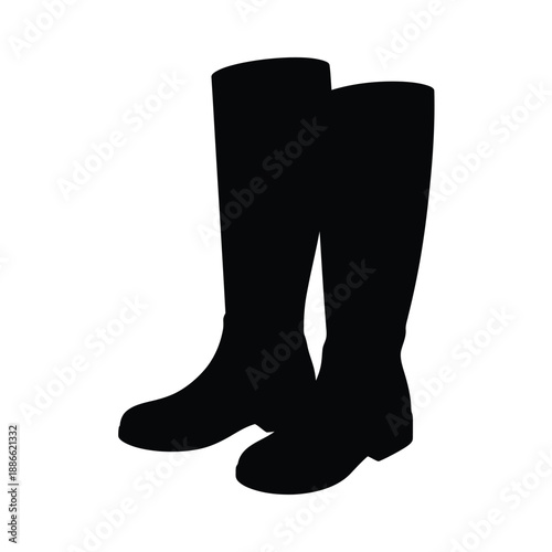 Silhouette of black boots a simple footwear illustration on white