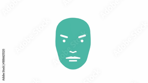 Green angry face mask expression.