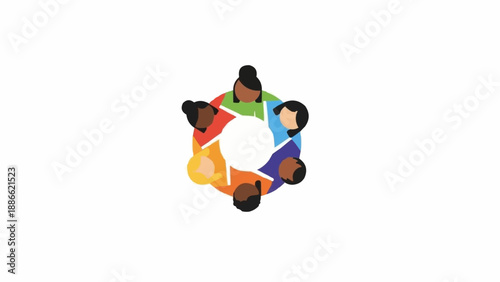Diverse people holding hands in circle.