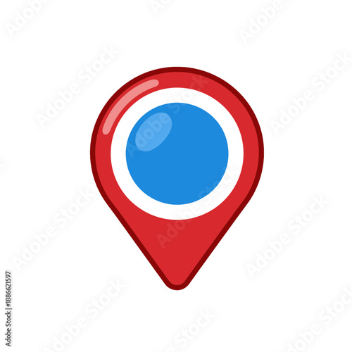 3D map marker icon with blue center circle. Free Download 3D map marker icon with blue center circle. - GFXLoad