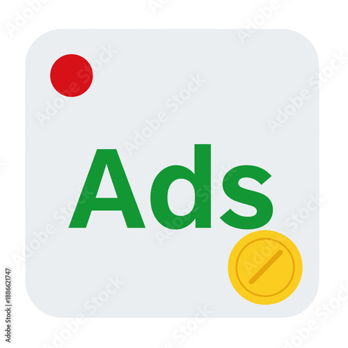Ads app icon with red dot and gold coin.