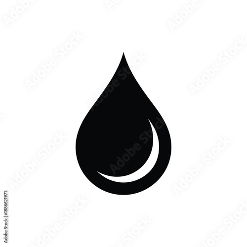 Simple black droplet icon showcasing a curved flowing water shape