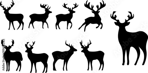 deer icons collection. Animal icon set. Isolated on White background.
