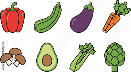 Hand-Drawn Fresh Vegetable Illustration Set Featuring Colorful Cartoon-Style Garden Produce