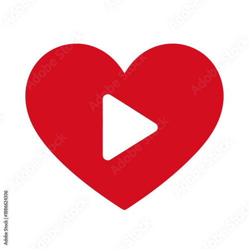 Red heart play button app icon.