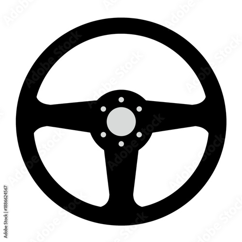 Steering wheel line icon.