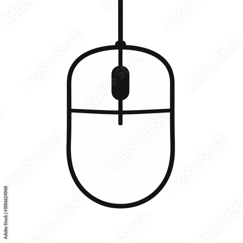 Wired computer mouse vector icon.