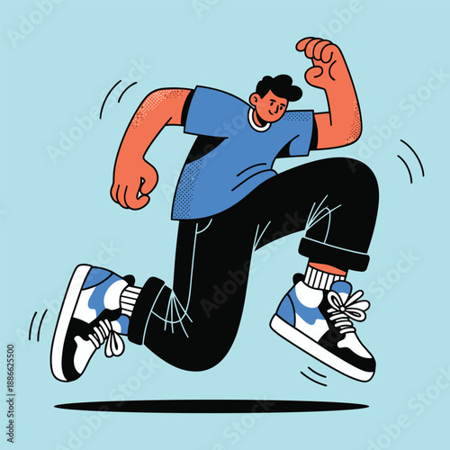 illustration of a man exercising with a dumbbell