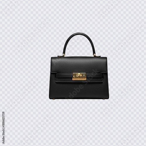 A black, structured Charles & Keith Arlet Belted Top Handle Bag made of calf PU, featuring a top handle, a belted strap detail with a metallic buckle, and gold-tone hardware.