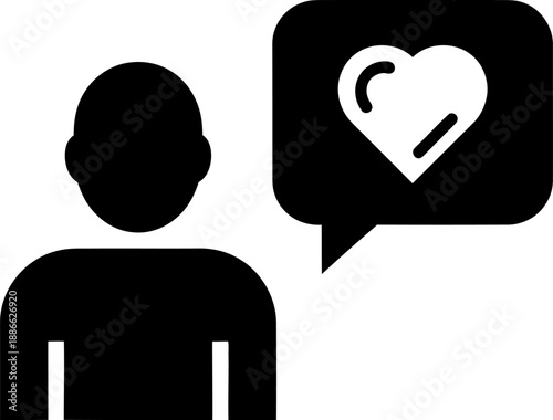 Person expressing love through speech bubble Vector