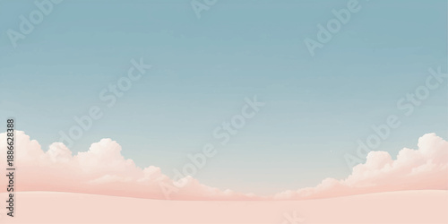 Beautiful pink sky with bright white clouds and a sunny summer atmosphere in a high heaven landscape