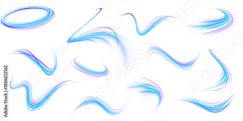 A futuristic expressway glows with neon headlights and speed lines. Curved motion blurs convey fast-paced energy. Abstract vector design for modern projects