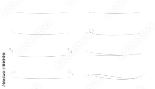 鉛筆で描かれたような先端が徐々に細くなる線のバリエーションイラスト