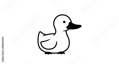 Simple Line Drawing of a Cute Duckling 1.